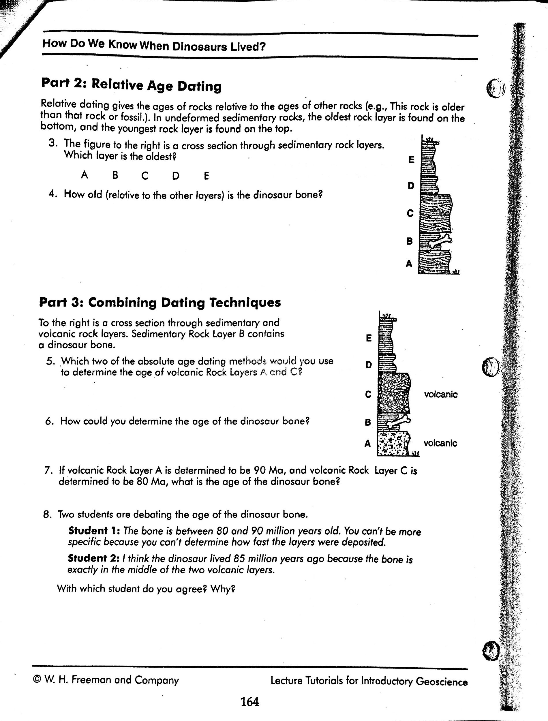 fossil relative dating worksheet