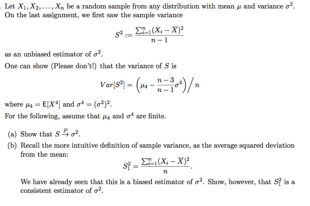 Solved Let X1 X2 X Be A Random Sample From Any D Chegg Com