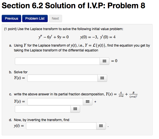 Solved Use The Laplace Transform To Solve The Following I Chegg Com