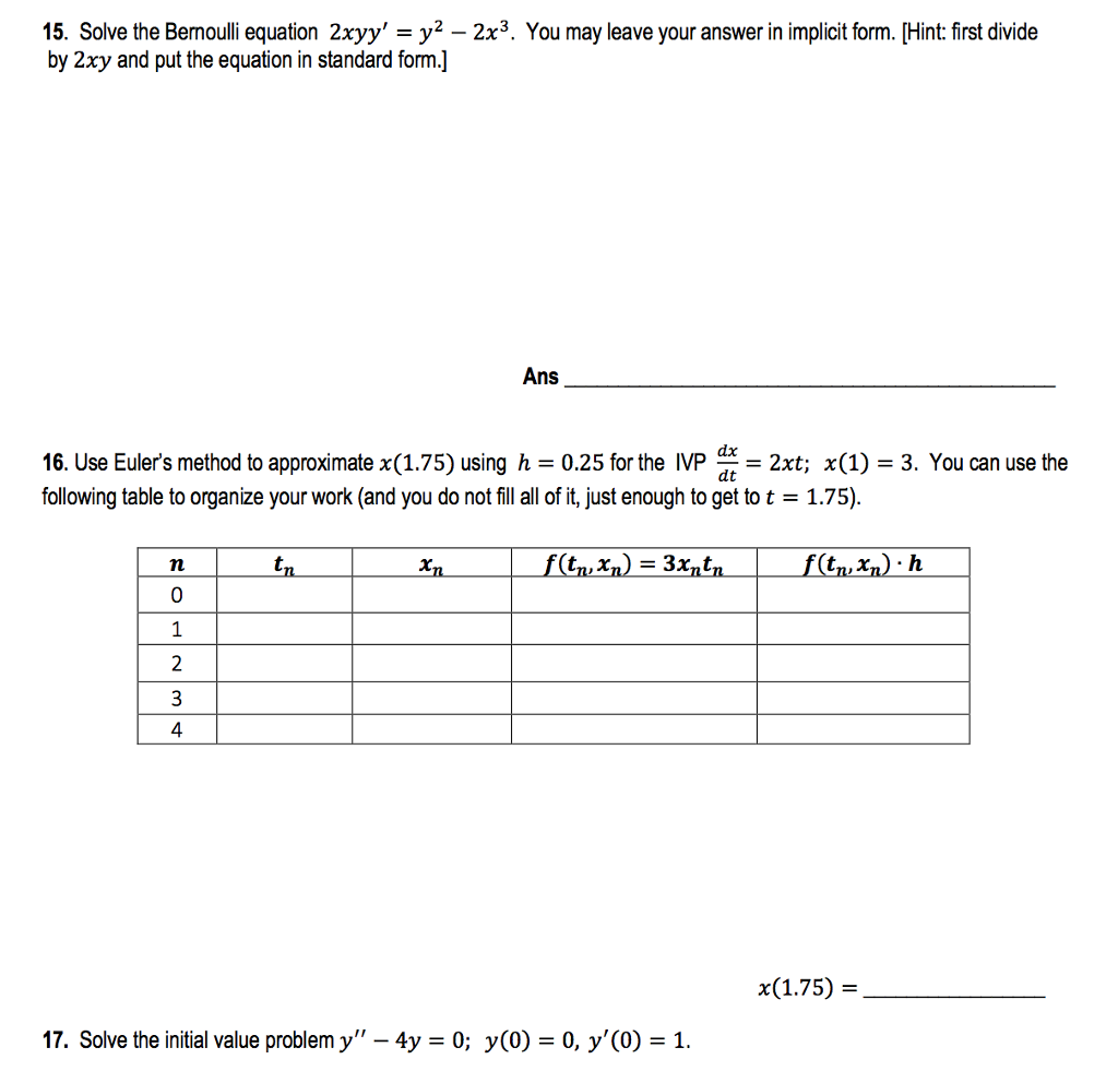 Solved Solve The Bernoulli Equation 2xyy Y 2 2x 3 You Chegg Com