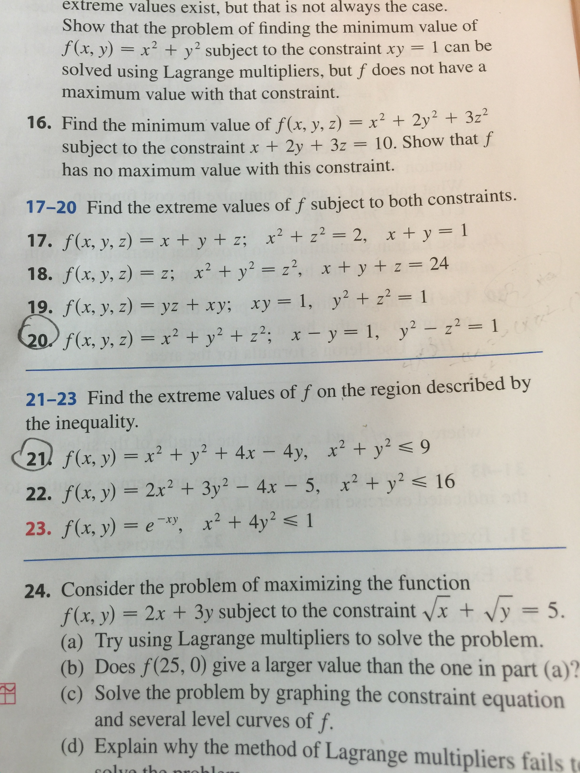 Solved 16 Find The Minimum Value Of F X Y Z X 2 2 Chegg Com