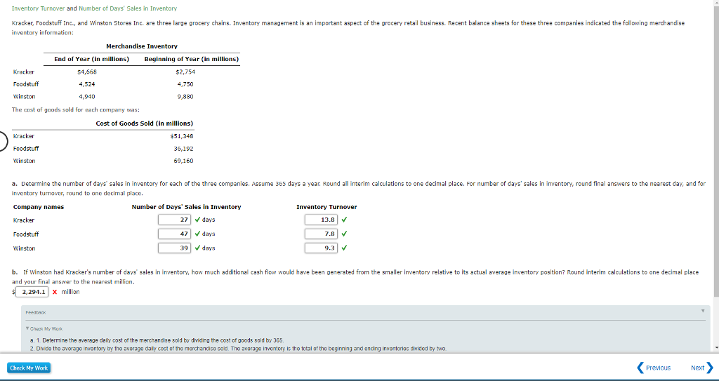 Solved Inventory Turnover And Number Of Days Sales In Chegg Com