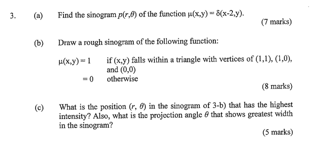 Find The Sinogram P R Theta Of The Function Mu Chegg Com