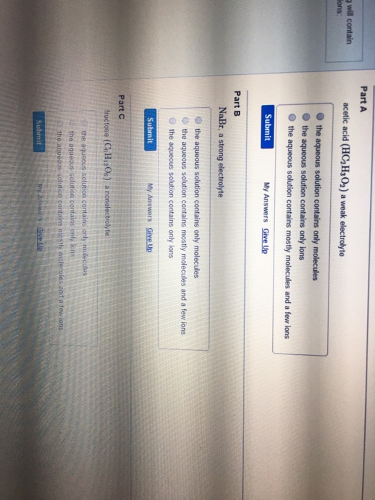 Solved Acetic Acid (HC_2H_3O_2) A Weak Electrolyte The Aq