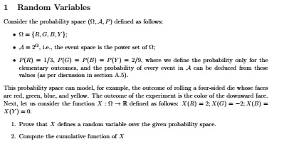 Solved 1 Random Variables Consider The Probability Space 2 Chegg Com