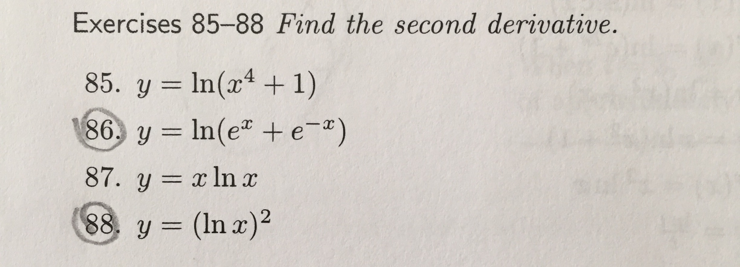 Solved Exercises 85 Find The Second Derivative Y Chegg Com