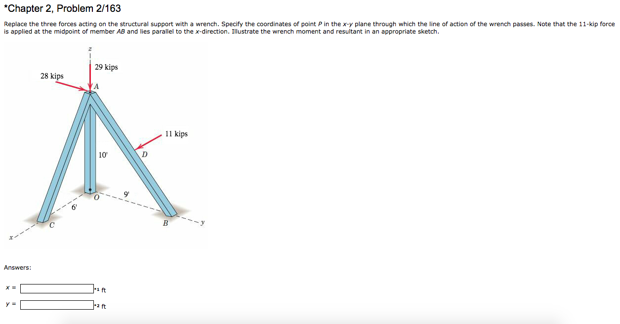 Replace the three forces acting on the structural