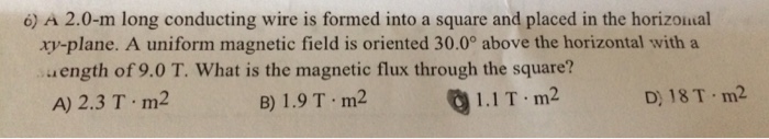 Solved A 2.0-m long conducting wire is formed into a square 