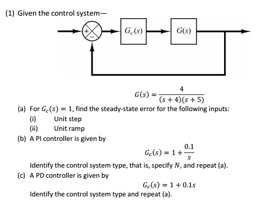 Solved Linear Control Systems Question On Steady State Chegg Com