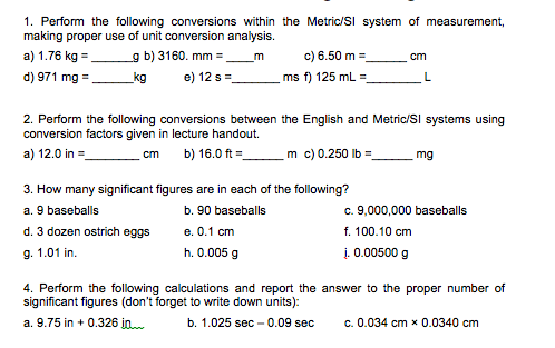 English And Metric System Of Measurement Chart