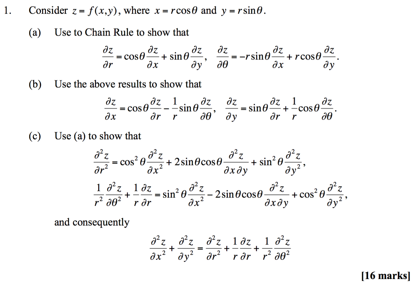 Solved Consider Z F X Y Where X R Cos Theta And Y Chegg Com