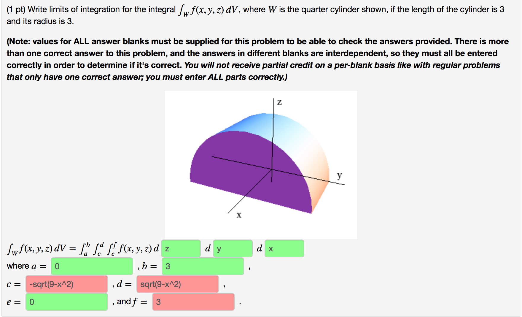 Solved Write Limits Of Integration For The Integral Integ Chegg Com