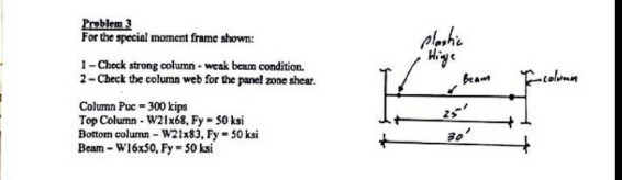 Problem 3 For The Special Moment Frame Shown 1 Check Chegg Com