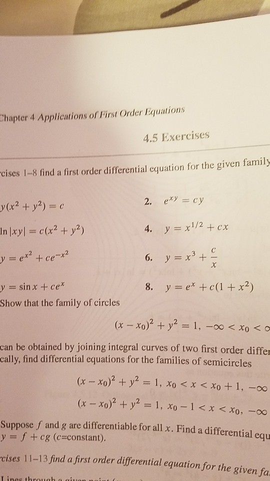 Solved Find The First Order Differential Equation For The Chegg Com