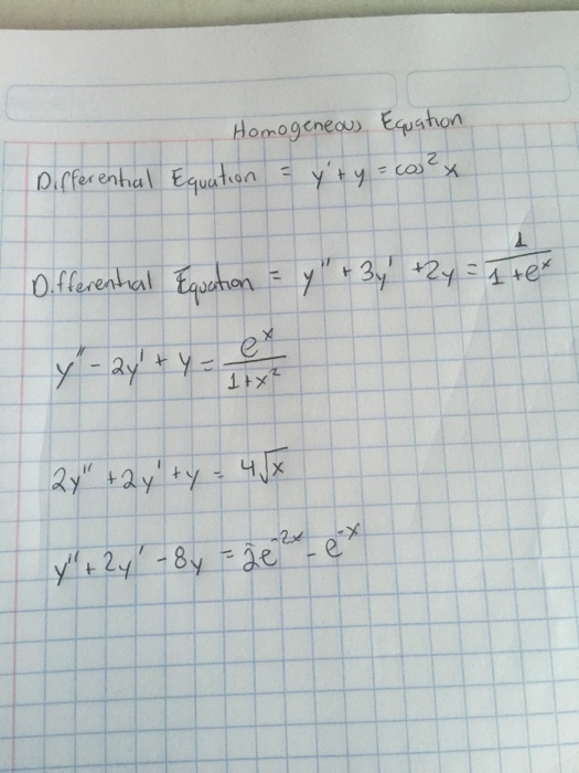 Solved Differential Equation Y Y Cos 2 X Differential Chegg Com