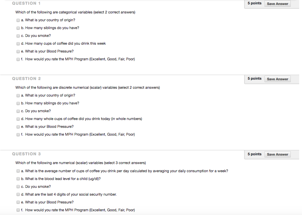 Solved Question 1 Which Of The Following Are Categorical Chegg Com