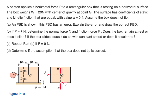Solved A Person Applies A Horizontal Force P To A Rectang Chegg Com