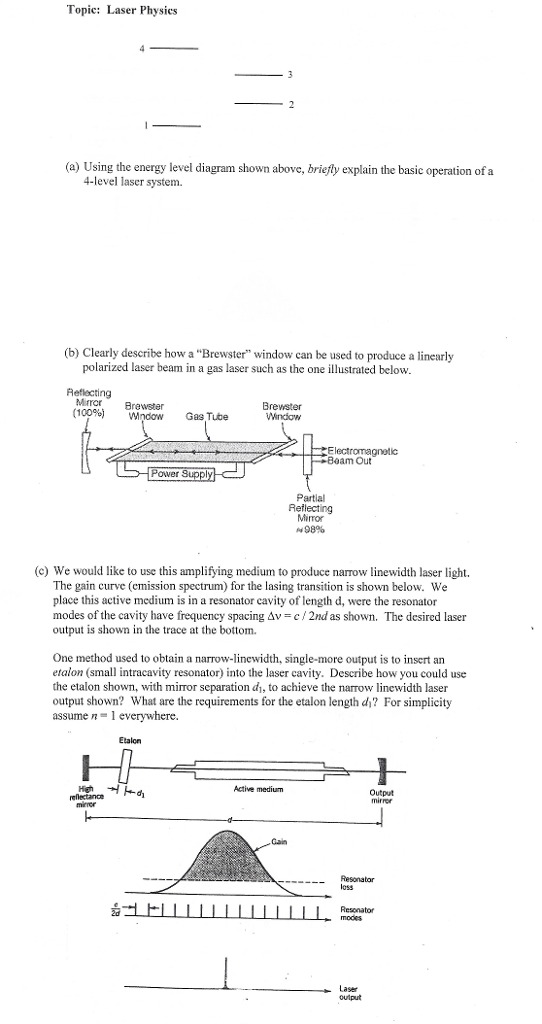 Solved Topic Laser Physics A Using The Energy Level Di - 