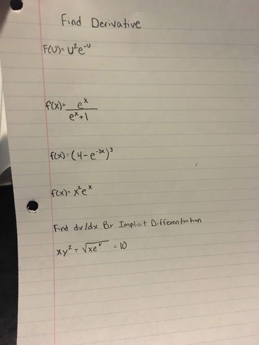 Solved Find Derivative F U U 2 E V F X E X S X 1 Chegg Com