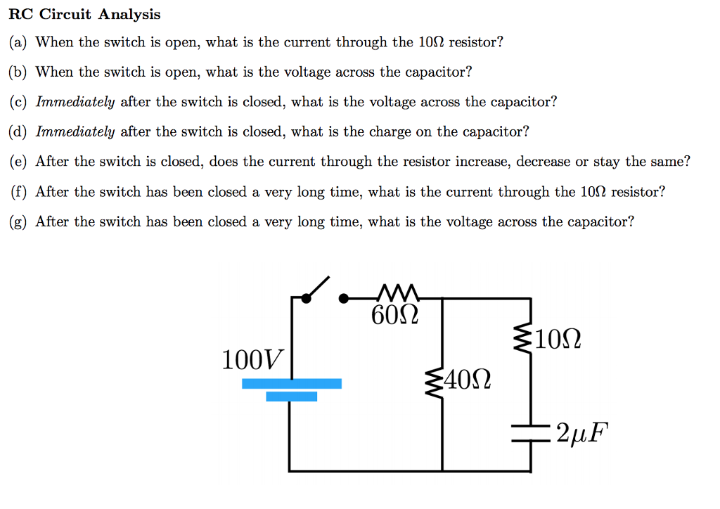 Solved: RC Circuit Analysis (a) When The Switch Is Open, W ...