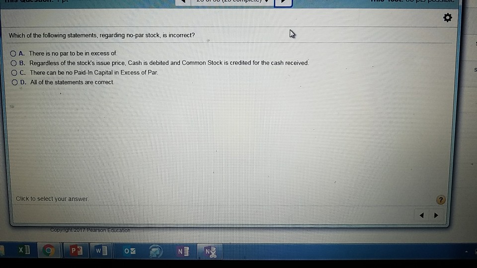 Solved Which Of The Following Statements, Regarding No-Par | Chegg.com