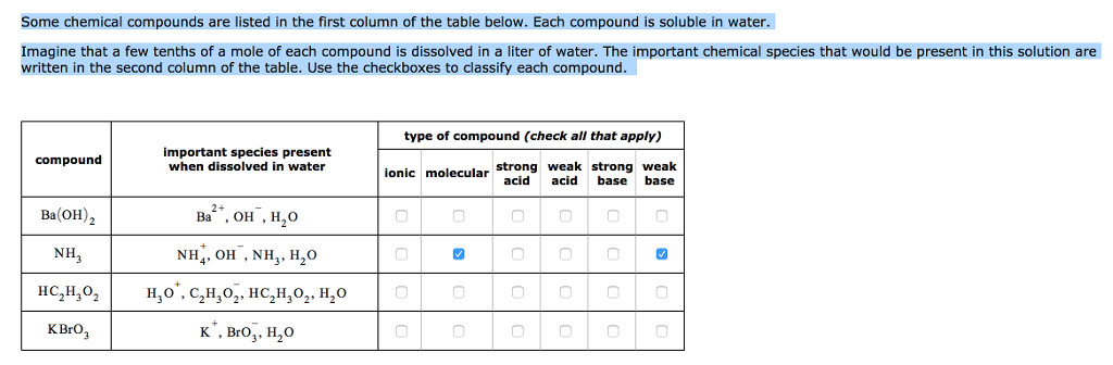 Solved Some Chemical Compounds Are Listed In The First Co