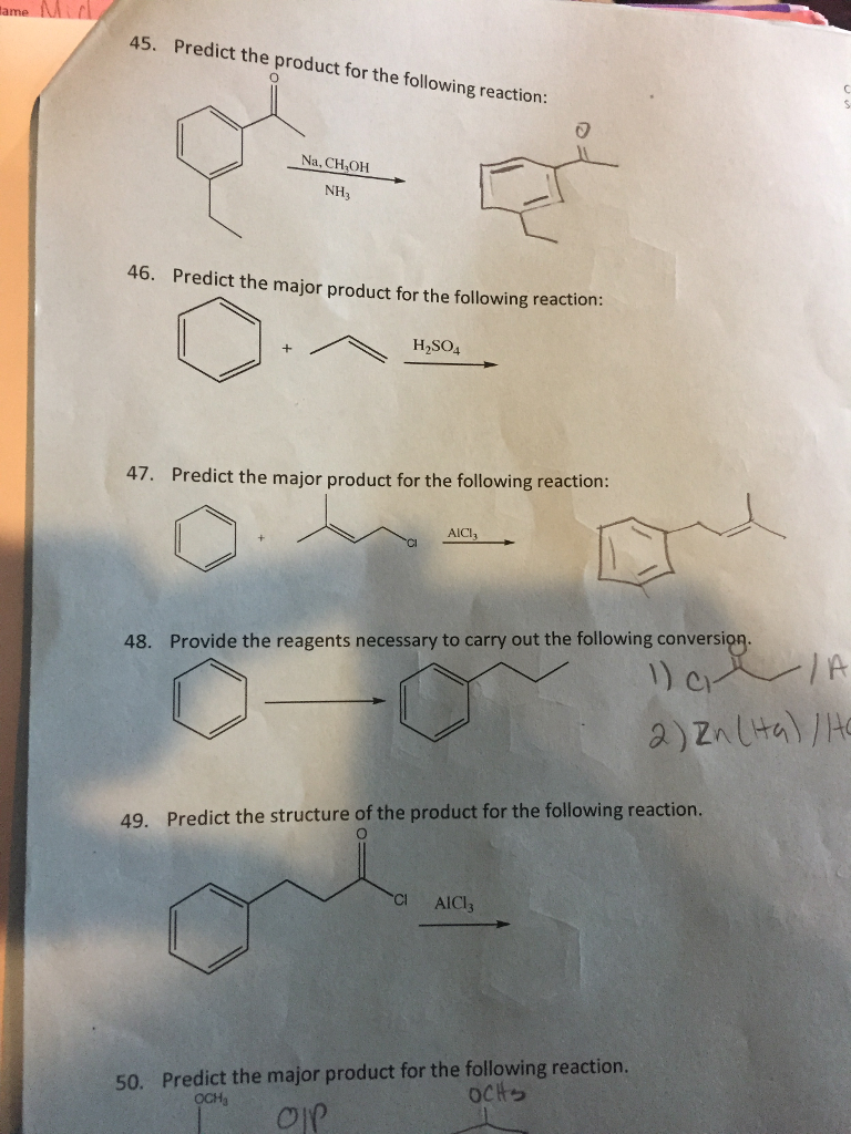 Solved: Ame It 45. Predict The Product For The Following R ...