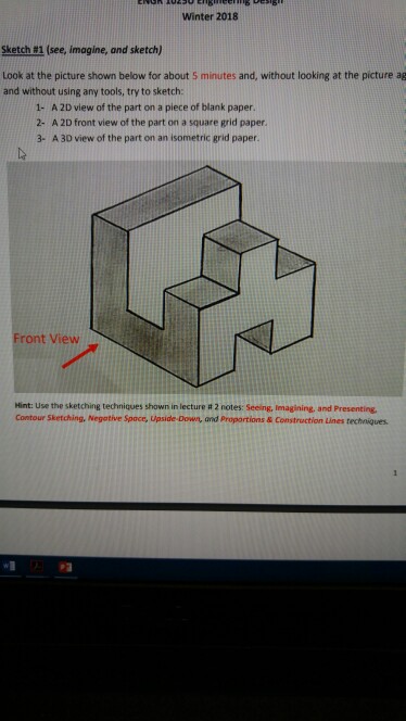 Solved 1 A 2d View Of The Part On A Piece Of Blank Paper