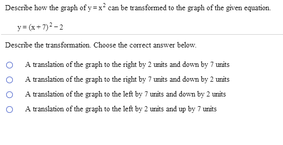 Describe How The Graph Of Y X 2 Can Be Transformed Chegg Com