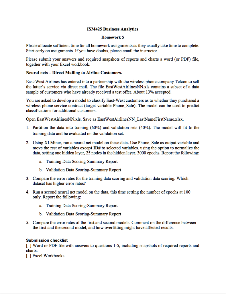 Business analytics homework help