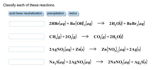 Classify Each Of These Reactions 2hbr Aq Chegg 