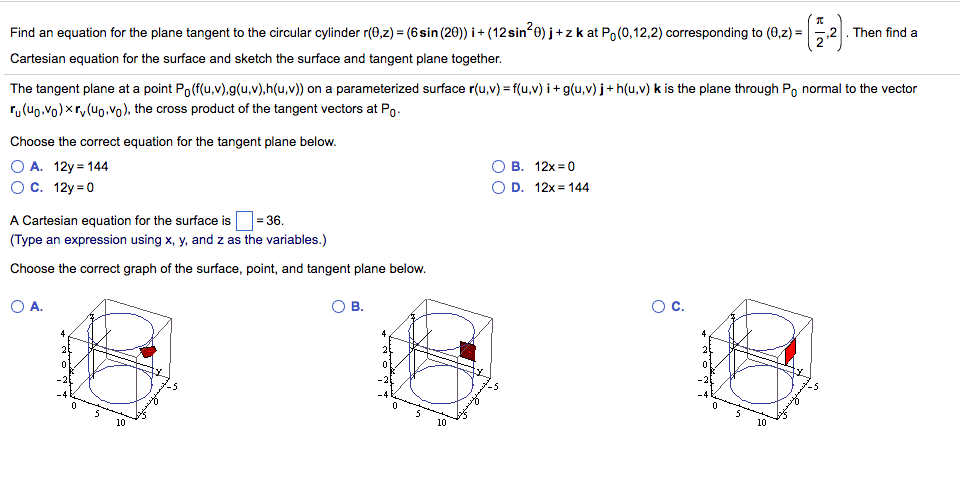 Solved Find An Equation For The Plane Tangent To The Circ Chegg Com