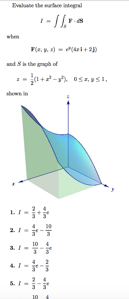 Solved Evaluate The Surface Integral I Integral Integral S Chegg Com