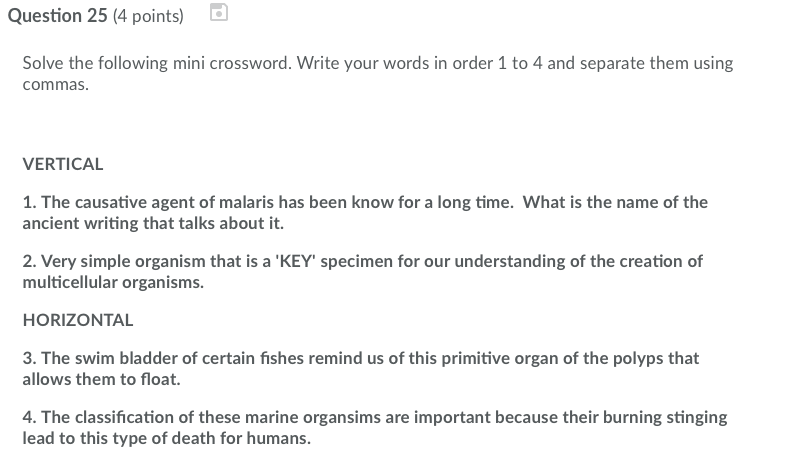 Solved Question 25 4 Points Solve The Following Mini Cr