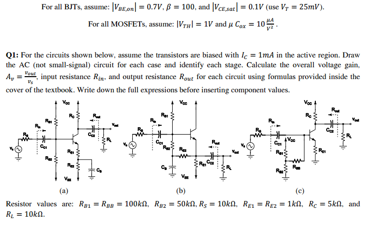 Solved For All Bjts Assume V Be On 0 7v Beta 10 Chegg Com