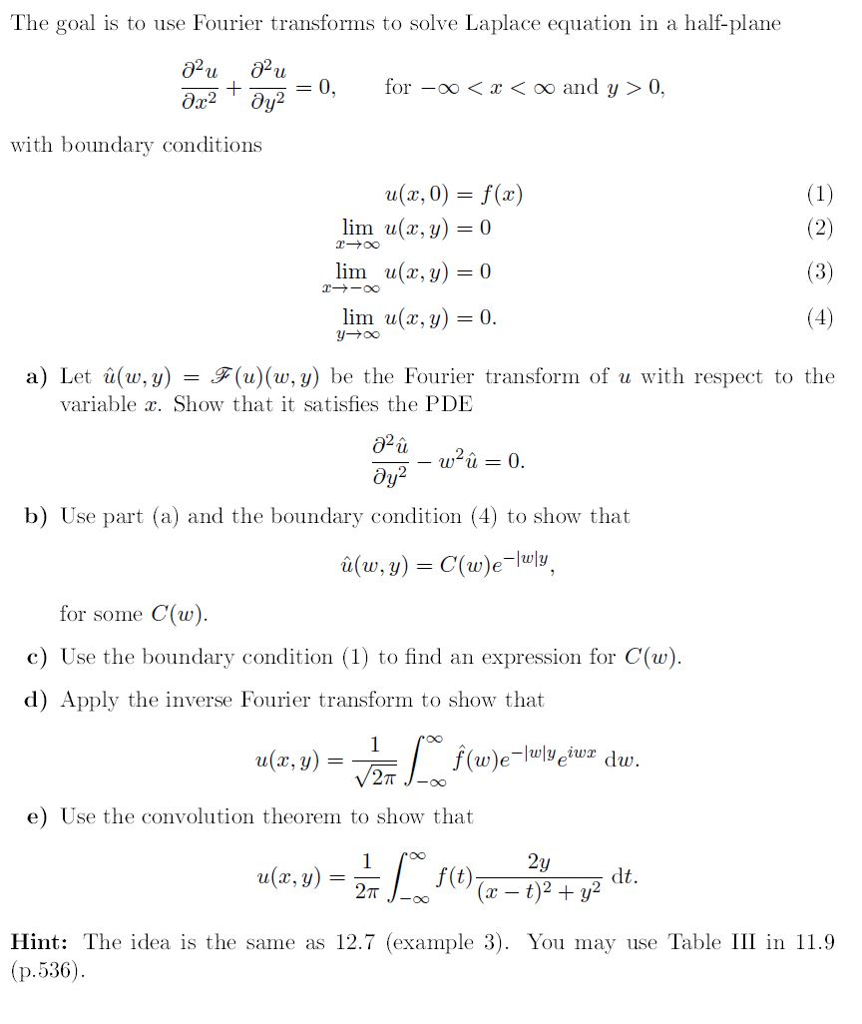 The Goal Is To Use Fourier Transforms To Solve Lap Chegg Com