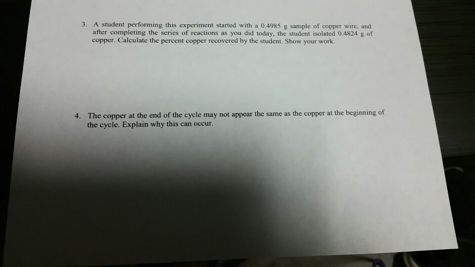 Reactions #6: Copper Of Chemical Experiment Pe Solved: ... And