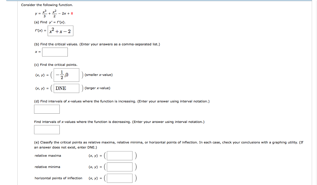 Consider The Following Function Y X 3 3 X 2 2 Chegg Com