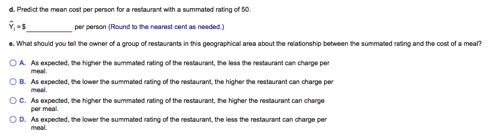 Solved A magazine publishes restaurant ratings for various