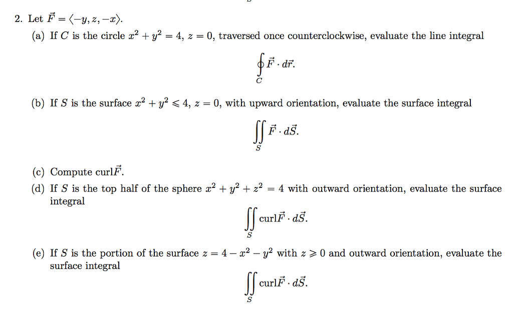 Solved Let F Y Z X If C Is The Circle X 2 Y 2 Chegg Com