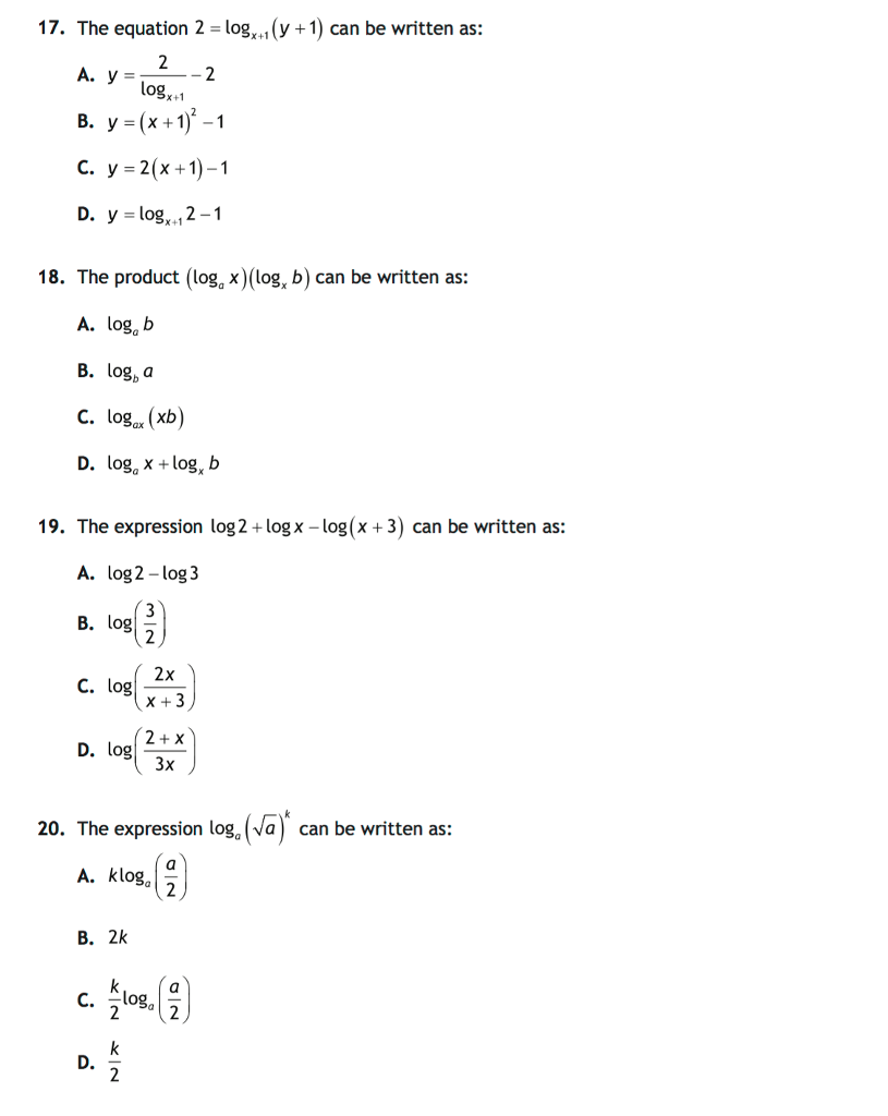 Solved The Equation 2 Log X 1 Y 1 Can Be Written As Chegg Com