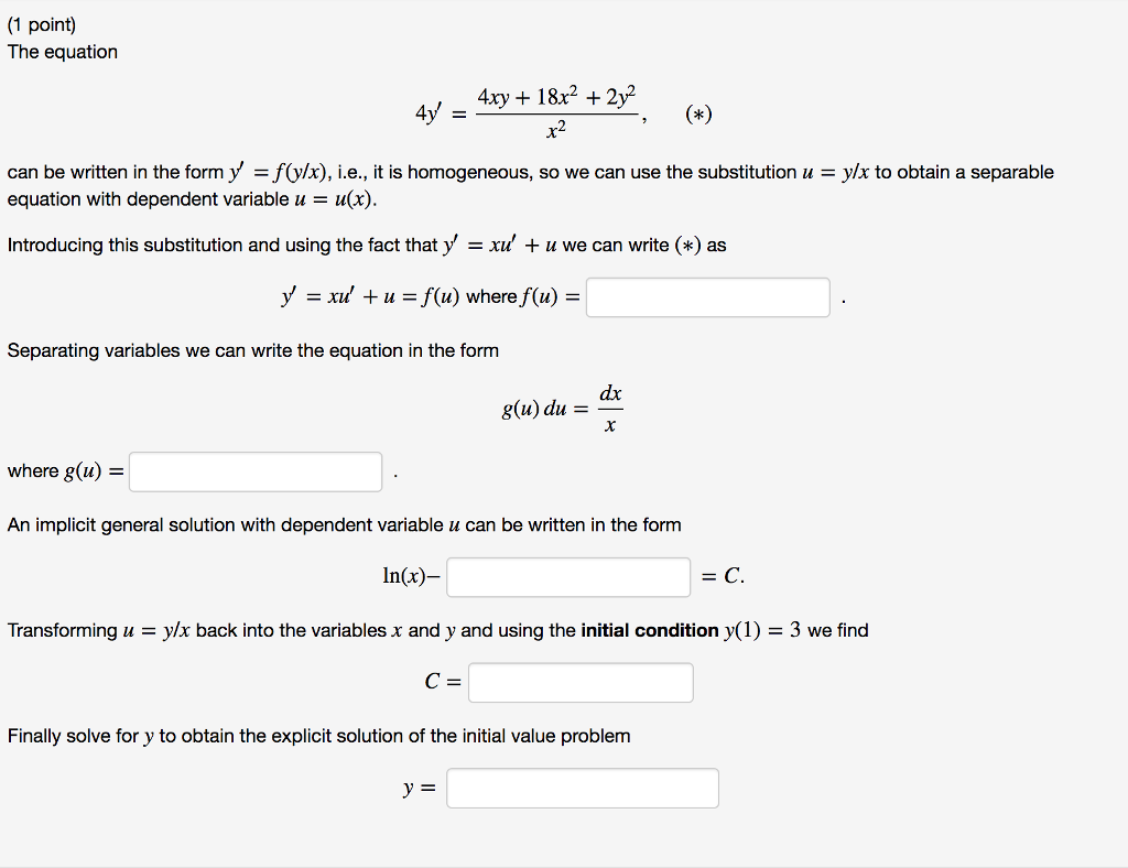 Solved The Equation Can Be Written In The Form Y F Y X Y Chegg Com