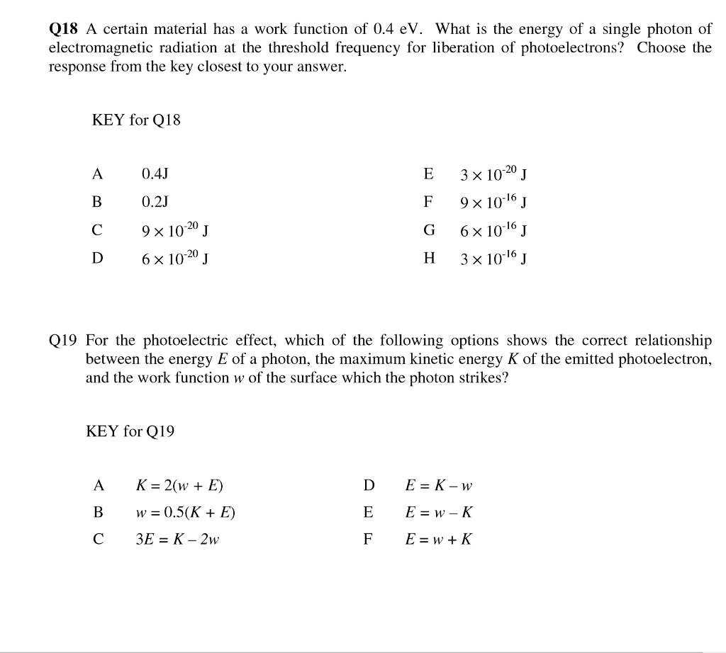 Solved Q18 A Certain Material Has A Work Function Of 0 4 Chegg Com