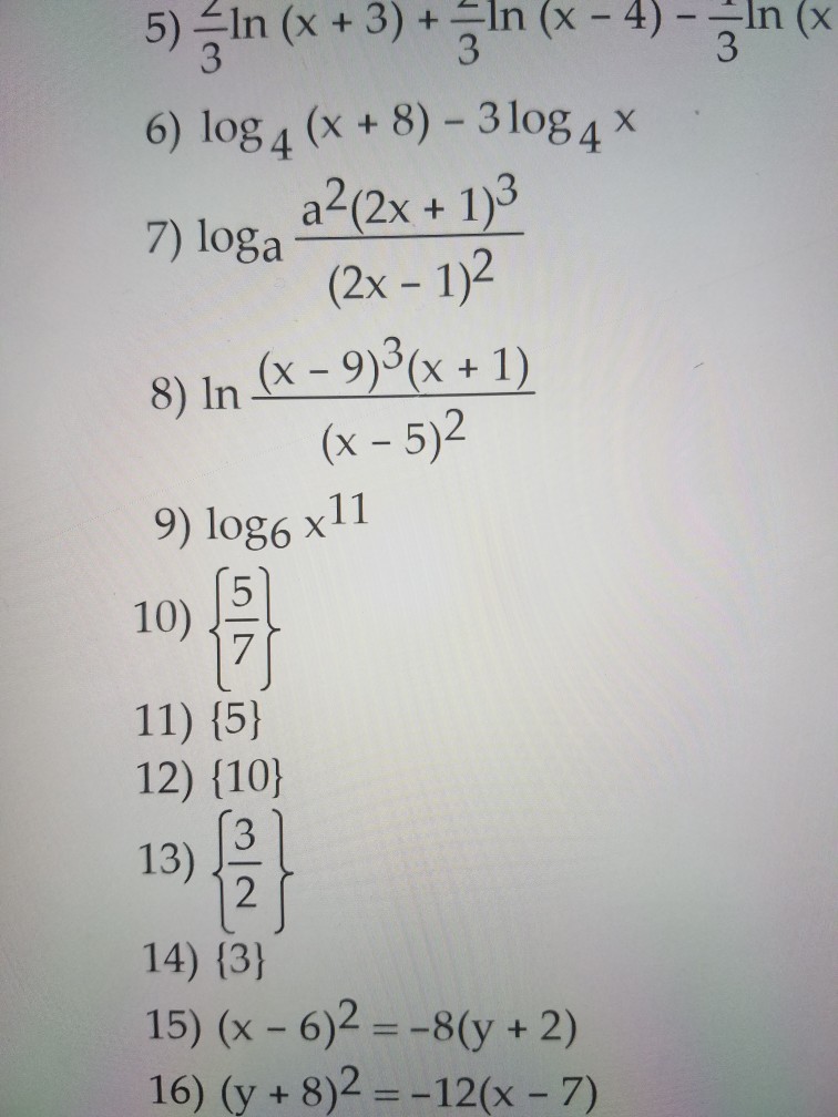 Solved Solve The Equation 10 2 Log3 2x 5 Log3 X 4 11 Chegg Com