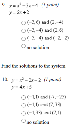 Solved Y X 2 3x 4 Y 2x 2 3 6 And 2 4 3 4 Chegg Com