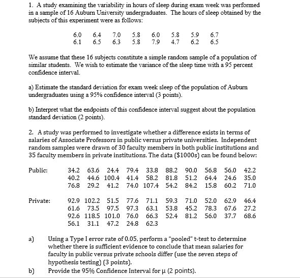 A Study Examining The Variability In Hours Of Sleep During Exam Week Was Performed A Study Examining The Variability In Hours Of Sleep During Exam Week Was Performed
