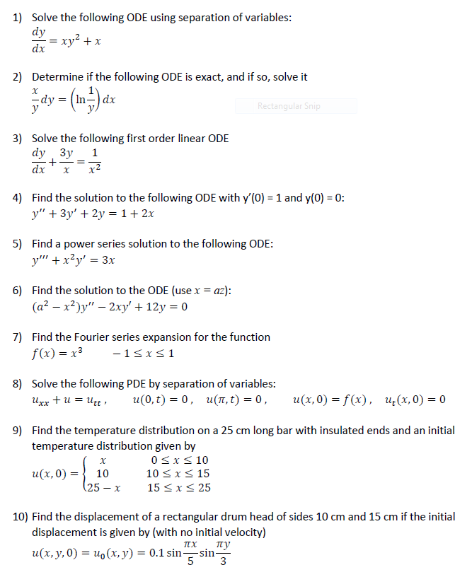 Solved Solve The Following Ode Using Separation Of Chegg Com