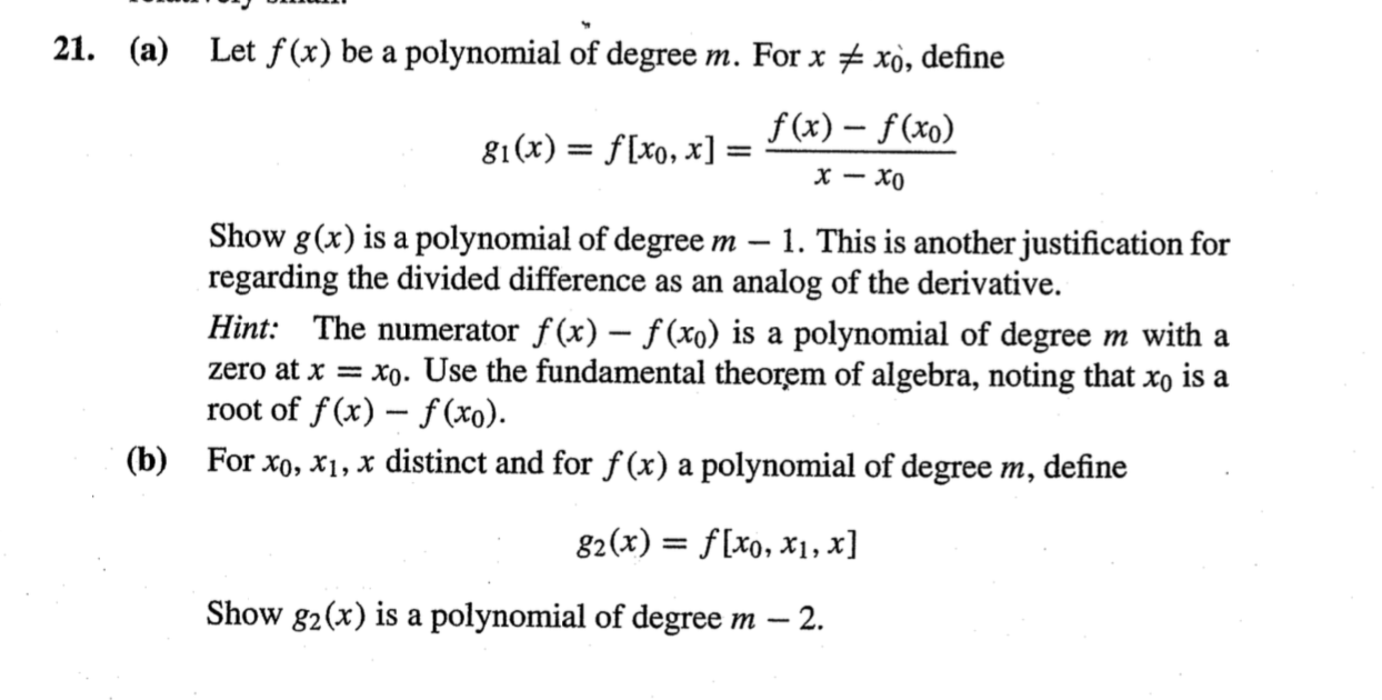 21 A Let F X Be A Polynomial Of Degree M For Chegg Com