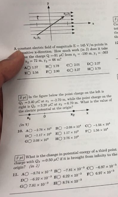 Solved A Constant Electric Field Of Magnitude E 145 V M Chegg Com