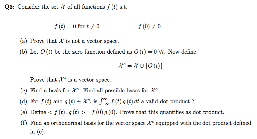 Consider The Set X Of All Functions F T S T F T Chegg Com